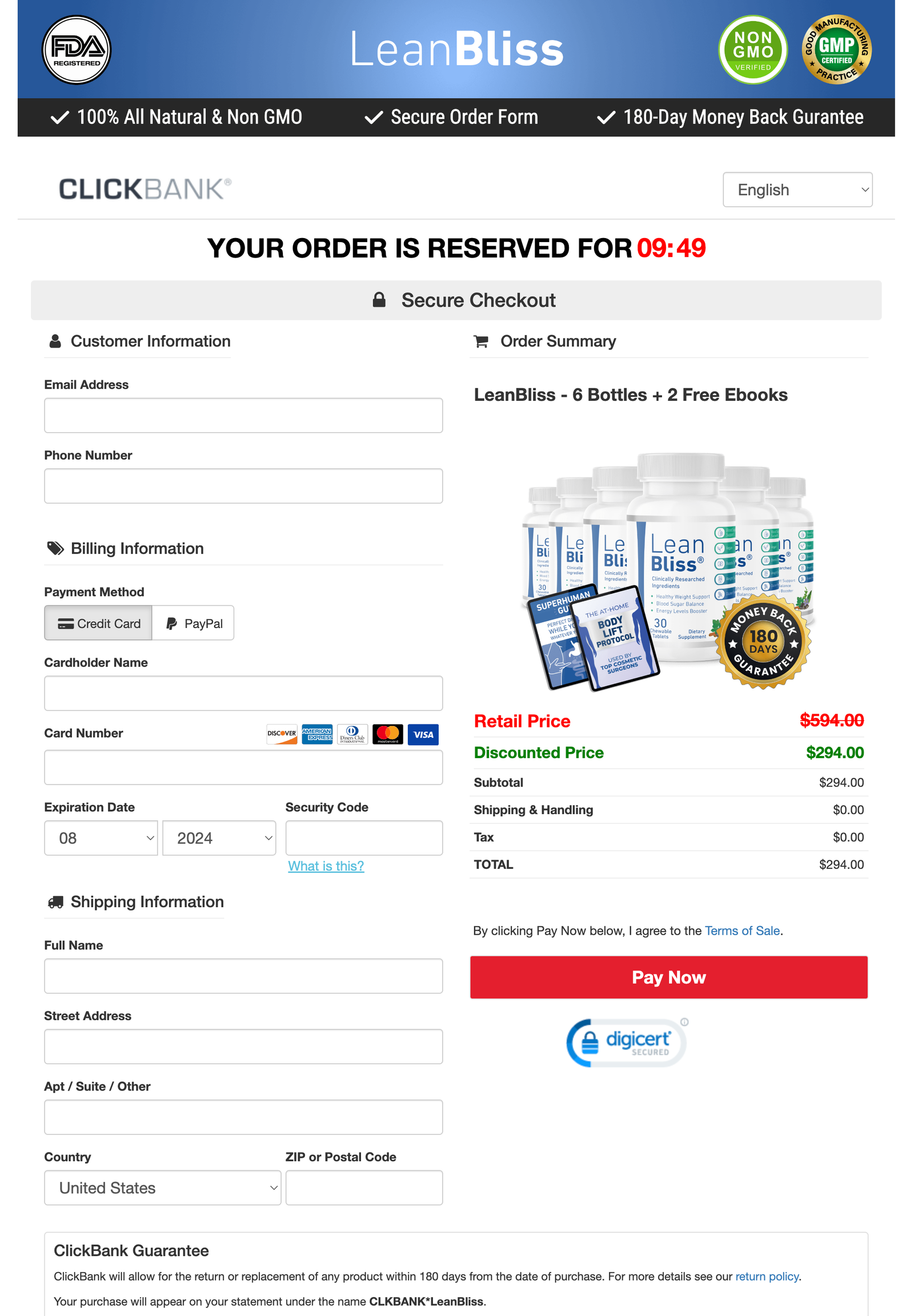 LeanBliss Official Website Secure Order Page